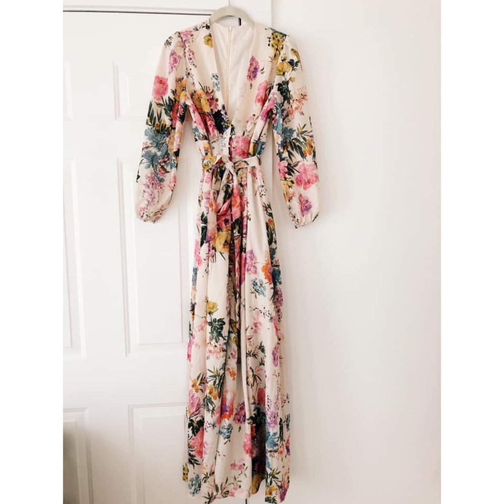 Stunning Floral Maxi Long Sleeve Dress Button Down